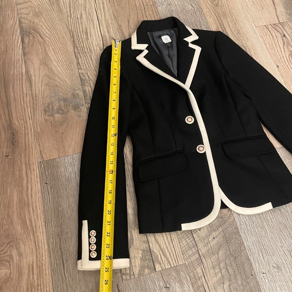 JCrew Lexington Women’s Blazer Black White Trim 100% Wool - Size 6 - Picture 3 of 9